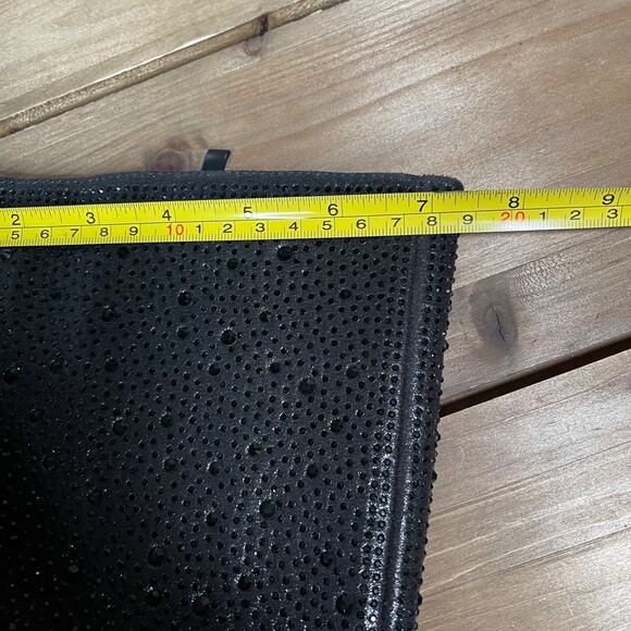 Top Moda Women's Mariha Knee High Boots Size 6.5 Black Rhinestone Zip Bling - Picture 15 of 16